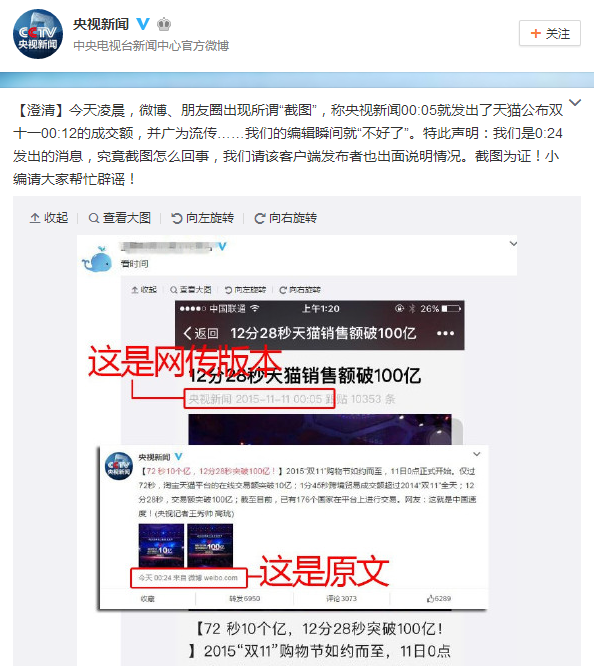 天猫双11数据造假？央视/网易纷纷澄清，你信吗