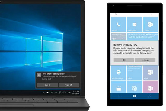 微软小娜添贴心功能，电脑可进行手机没电提醒