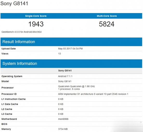 不敌小米6/S8+！索尼Xperia XZ Premium跑分曝光