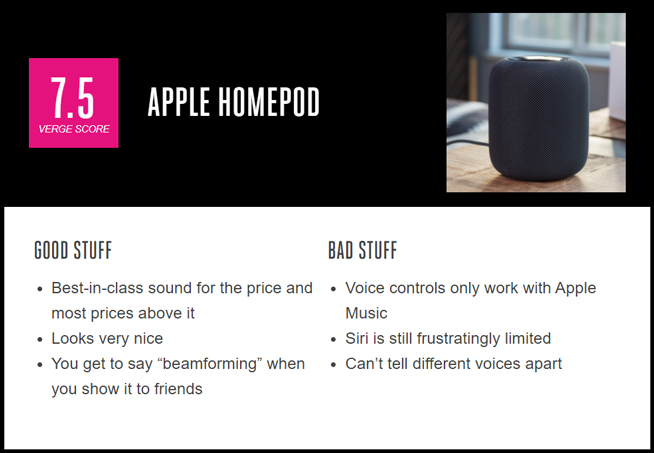 外媒评苹果HomePod：音质同价位最好，但功能和体验并不够出色