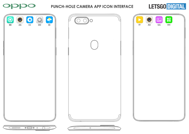 OPPO开孔屏新专利：把开孔融入到系统UI 你觉得这样好看吗？