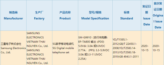 三星Galaxy S21充电实锤：65W快充没戏？标配25W只比苹果快